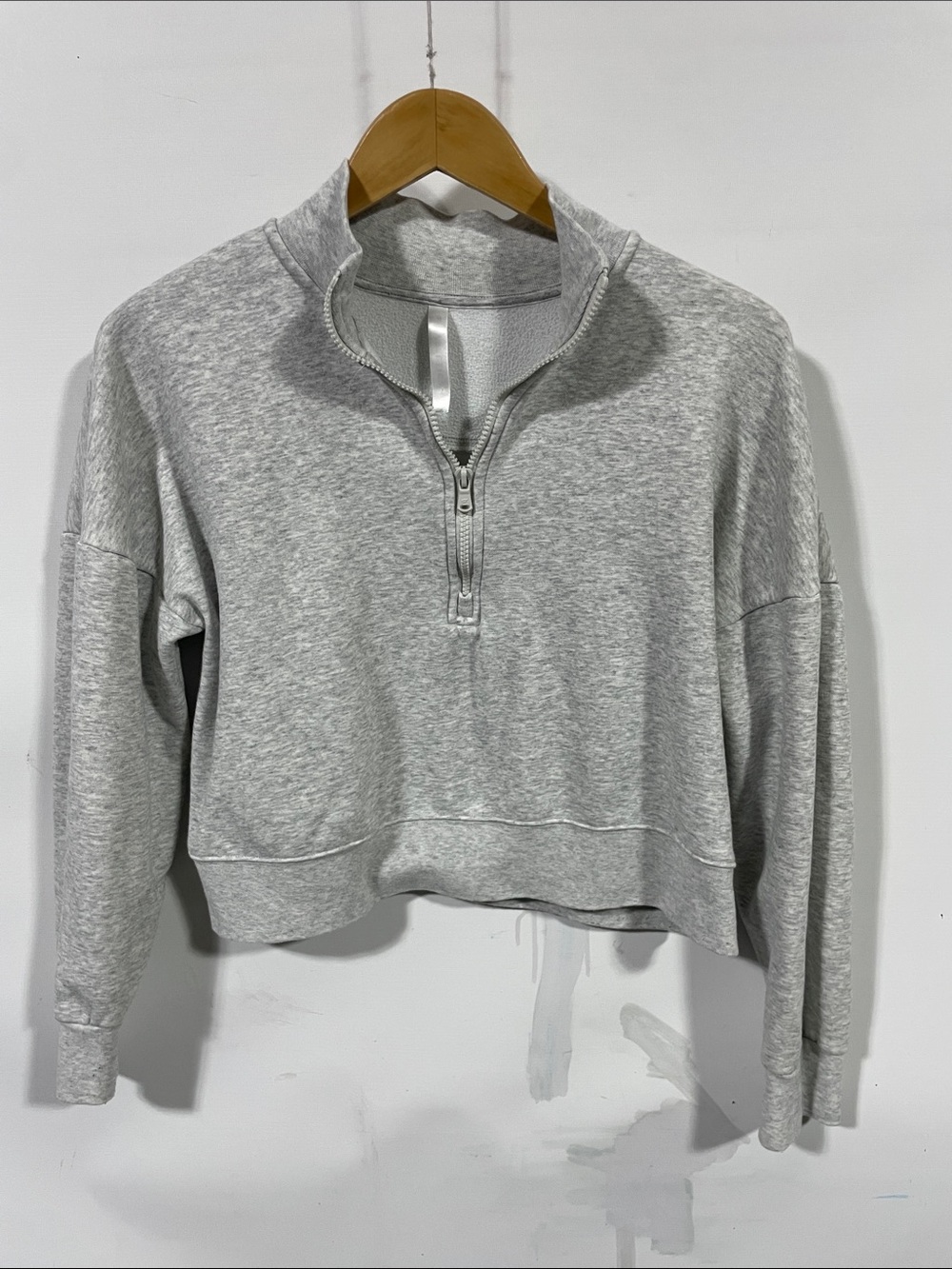 Fabletics Heather Gray Cropped Quarter-Zip Pullover
